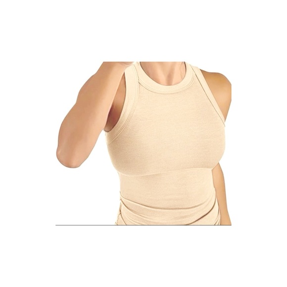 Tops - High Neck Stretch Ribbed Tank Top
